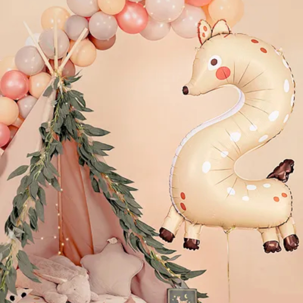 Ballon Mylar Chiffre 2 Biche 88 cm – Ballon Aluminium Anniversaire