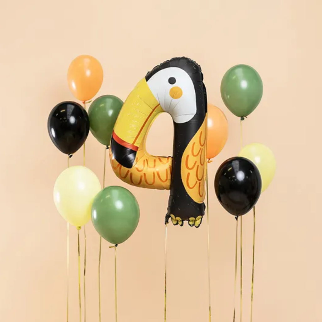 Ballon Mylar Chiffre 4 Toucan 80 cm – Ballon Aluminium Tropical
