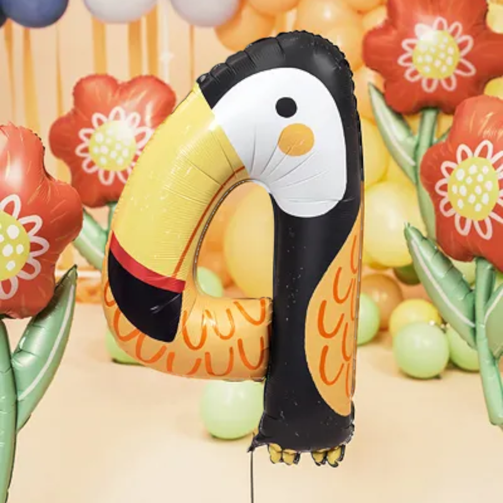 Ballon Mylar Chiffre 4 Toucan 80 cm – Ballon Aluminium Tropical