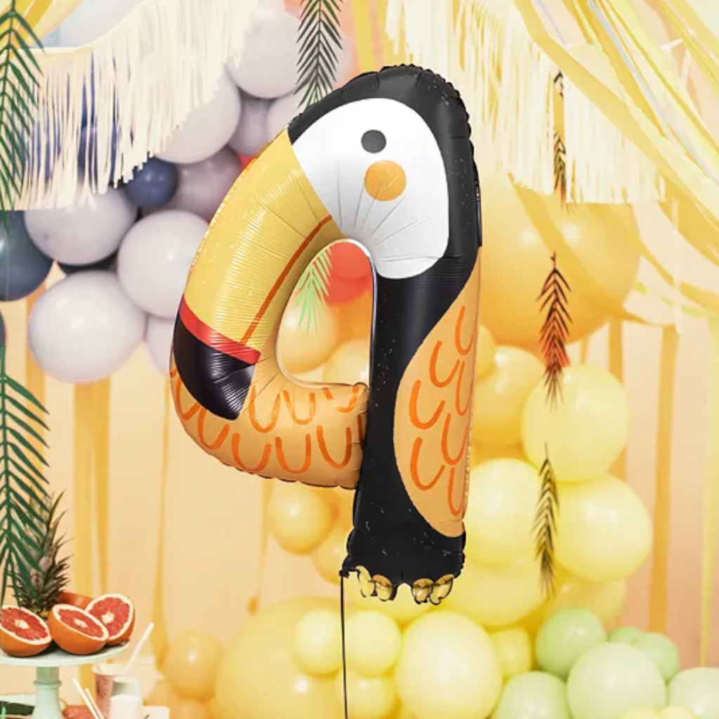 Ballon Mylar Chiffre 4 Toucan 80 cm – Ballon Aluminium Tropical
