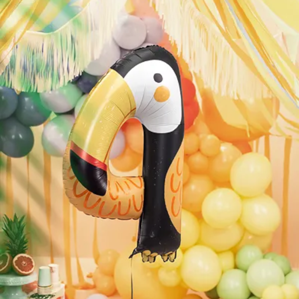 Ballon Mylar Chiffre 4 Toucan 80 cm – Ballon Aluminium Tropical