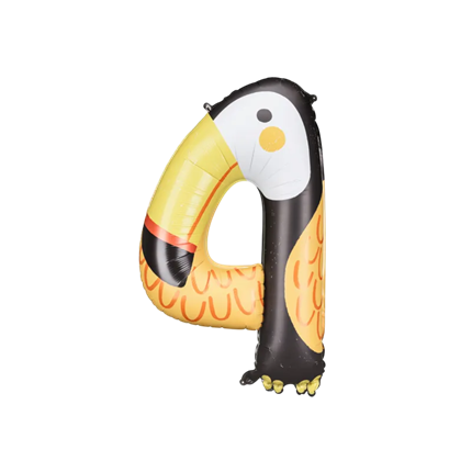 Ballon Mylar Chiffre 4 Toucan 80 cm – Ballon Aluminium Tropical