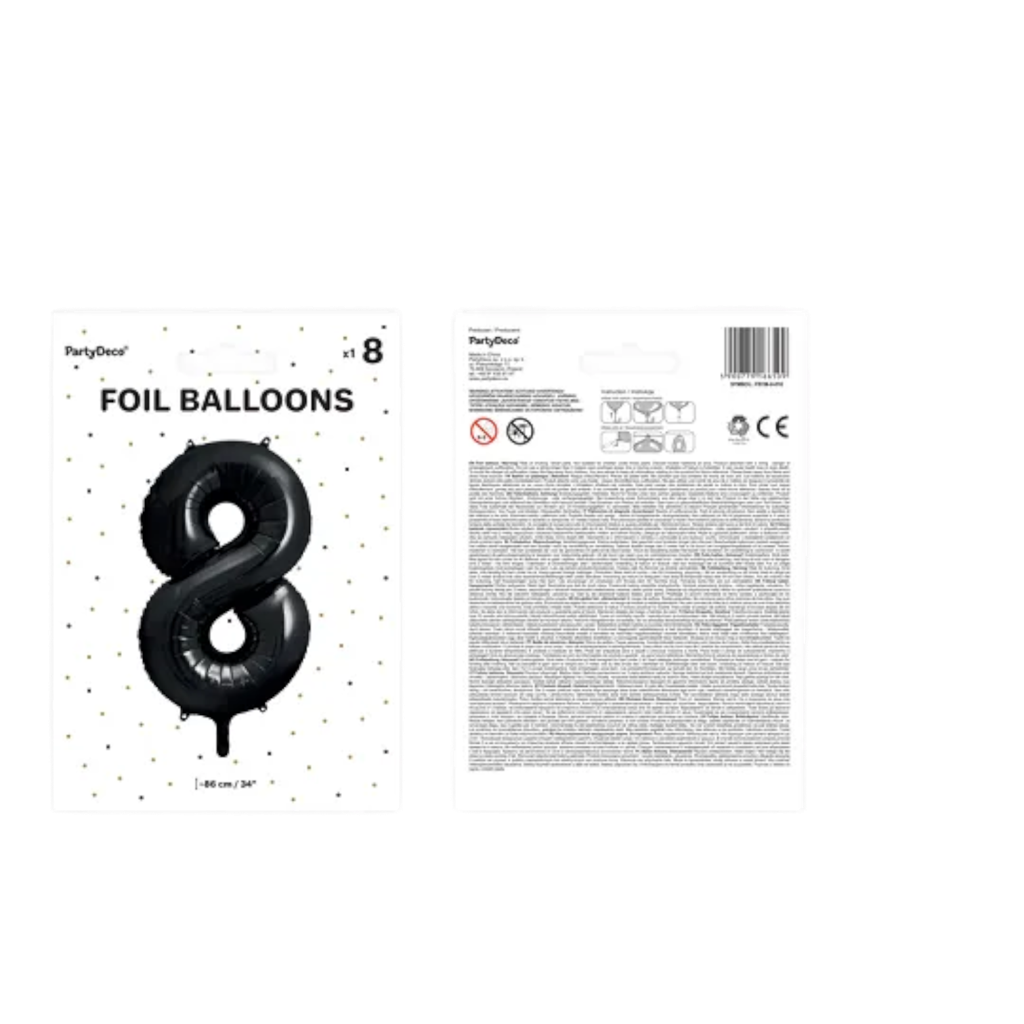 Ballon Aluminium Chiffre 8 Noir 86 cm – Ballon Mylar Anniversaire
