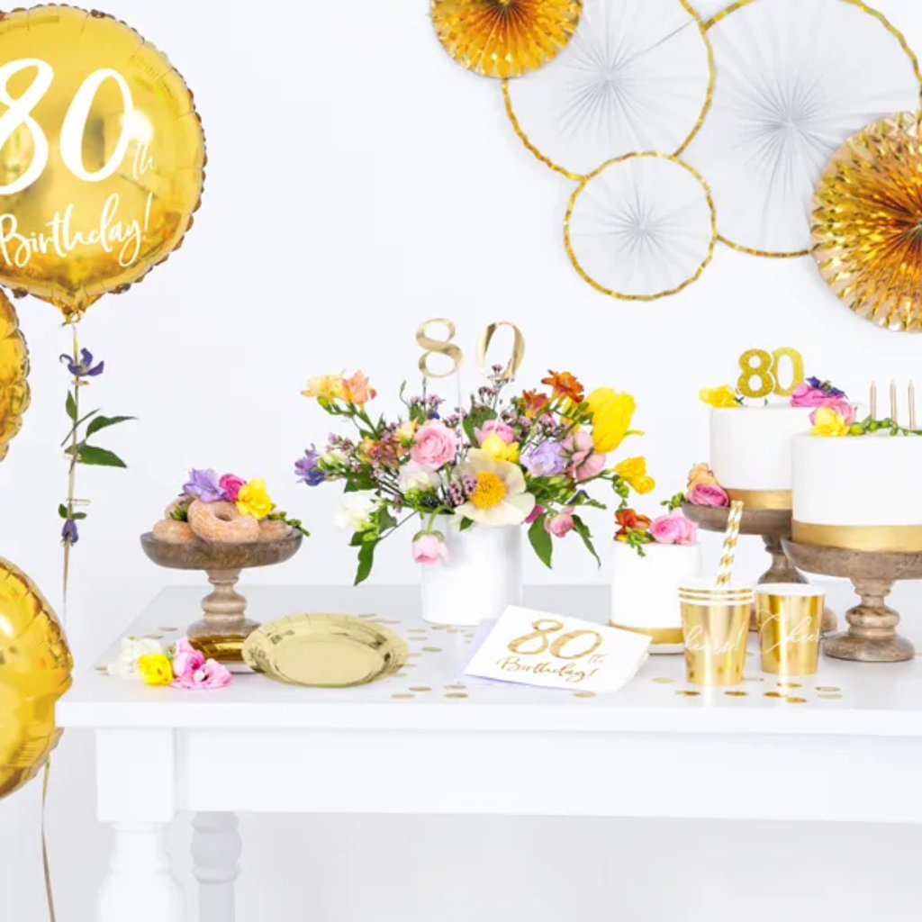 Ballon Mylar Rond 80 Ans Or 45 cm – Ballon Anniversaire Métallisé