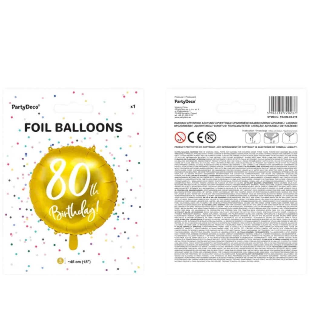 Ballon Mylar Rond 80 Ans Or 45 cm – Ballon Anniversaire Métallisé