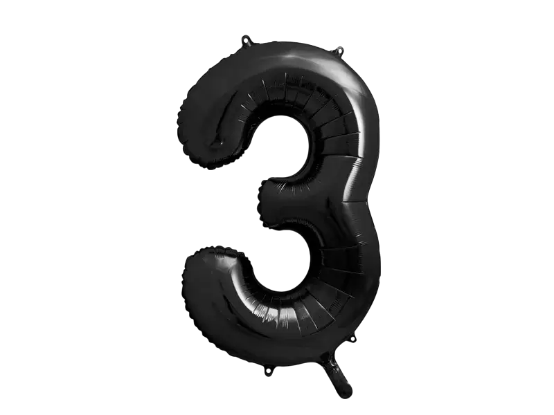 Ballon Aluminium Chiffre 3 Noir 86 cm – Ballon Mylar Anniversaire