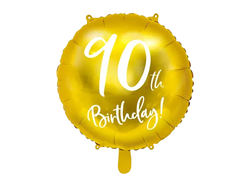 Ballon Mylar Rond 90 Ans Or 45 cm – Ballon Anniversaire Métallisé