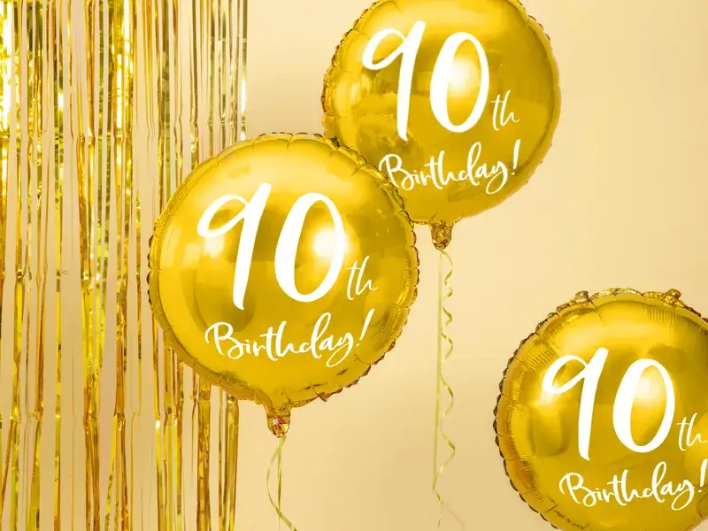 Ballon Mylar Rond 90 Ans Or 45 cm – Ballon Anniversaire Métallisé