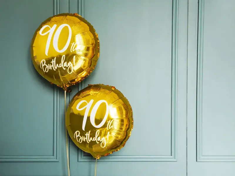 Ballon Mylar Rond 90 Ans Or 45 cm – Ballon Anniversaire Métallisé