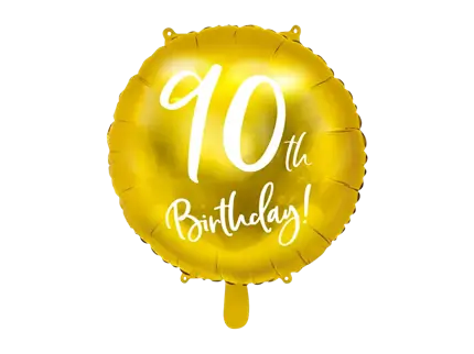 Ballon Mylar Rond 90 Ans Or 45 cm – Ballon Anniversaire Métallisé