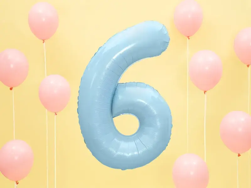 Ballon Aluminium Chiffre 6 Bleu Clair 86 cm – Ballon Mylar Anniversaire
