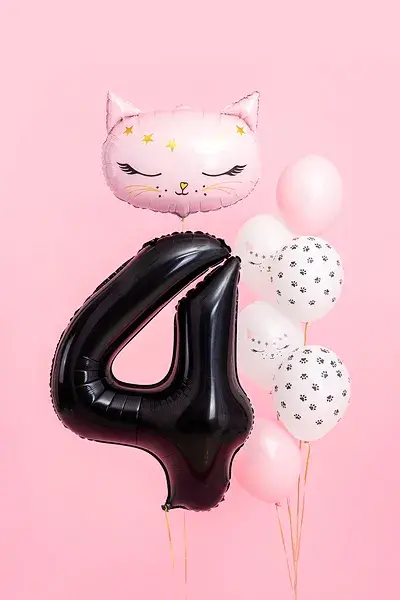 Ballon Aluminium Chiffre 4 Noir 86 cm – Ballon Mylar Anniversaire