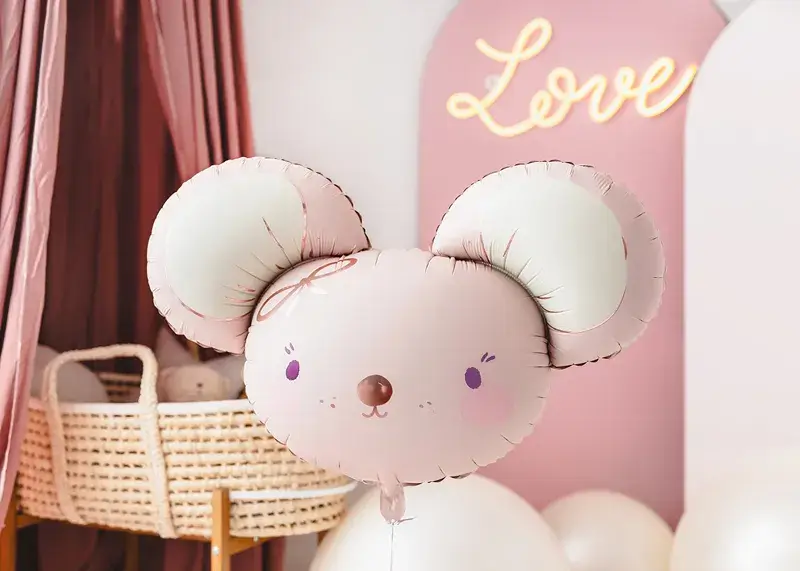 Ballon Aluminium Souris Rose 75 cm – Ballon Décoratif Baby Shower