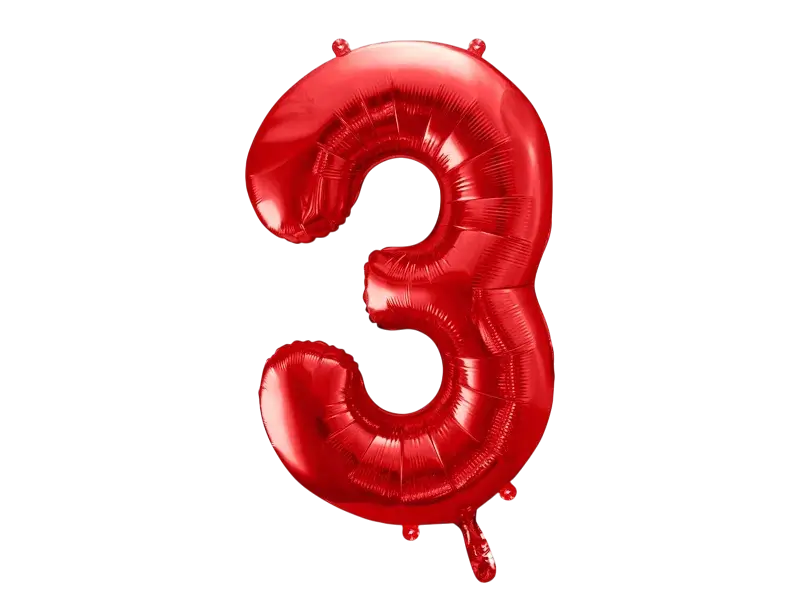 Ballon Aluminium Chiffre 3 Rouge 86 cm – Ballon Mylar Anniversaire