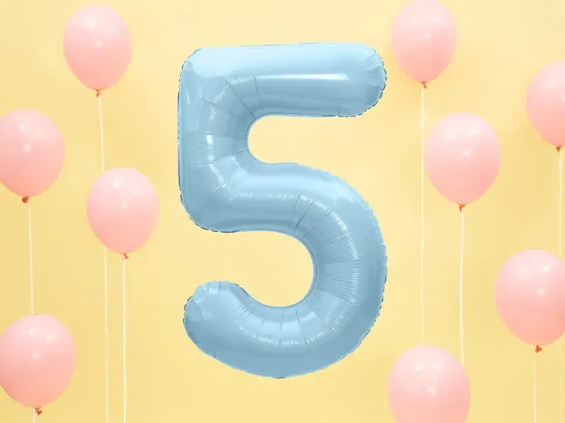 Ballon Aluminium Chiffre 5 Bleu Clair 86 cm – Ballon Mylar Anniversaire