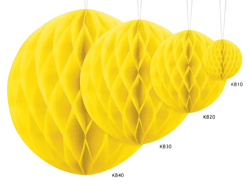 Boule Nid d'Abeille Alvéolée Jaune 20 cm – Décoration Papier de Soie