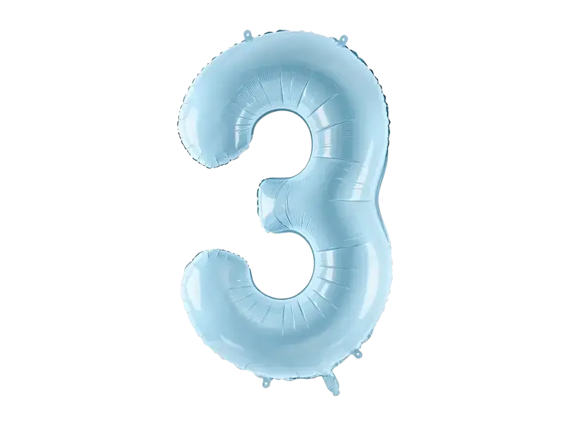 Ballon Aluminium Chiffre 3 Bleu Clair 86 cm – Ballon Mylar Anniversaire