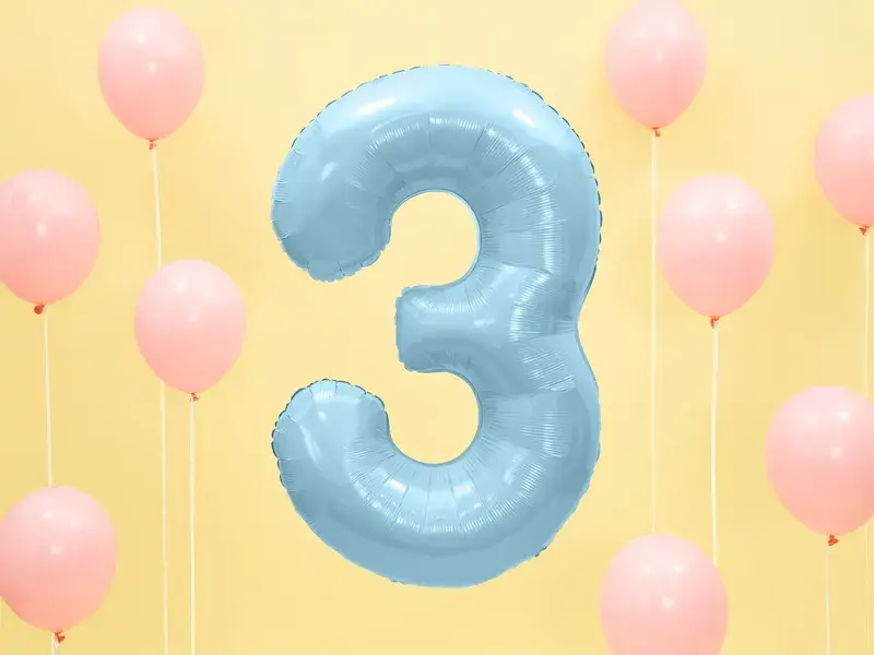 Ballon Aluminium Chiffre 3 Bleu Clair 86 cm – Ballon Mylar Anniversaire