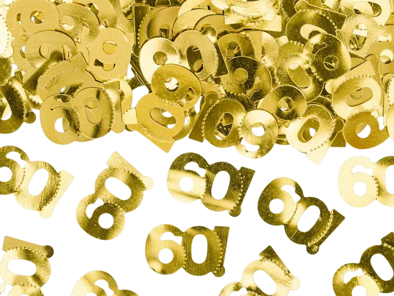 Confettis de Table Chiffre 60 Or 15 g – Décoration Anniversaire 60 Ans