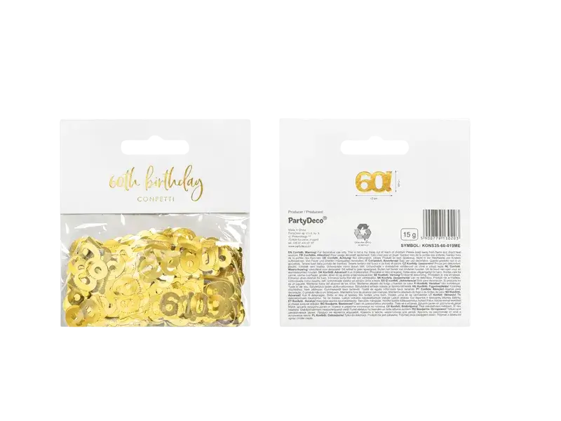 Confettis de Table Chiffre 60 Or 15 g – Décoration Anniversaire 60 Ans