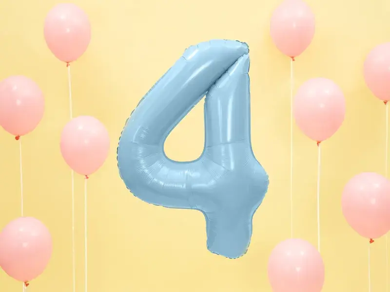 Ballon Aluminium Chiffre 4 Bleu Clair 86 cm – Ballon Mylar Anniversaire