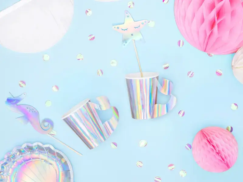 6 Gobelets Sirène Irisés 220 ml – Gobelets Carton Anniversaire