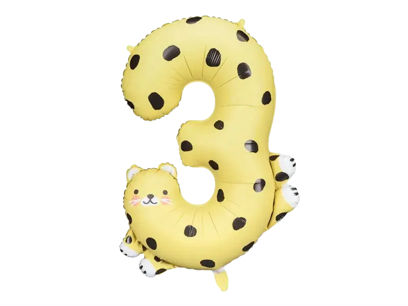 Ballon Mylar Chiffre 3 Guépard 81 cm – Ballon Aluminium Safari