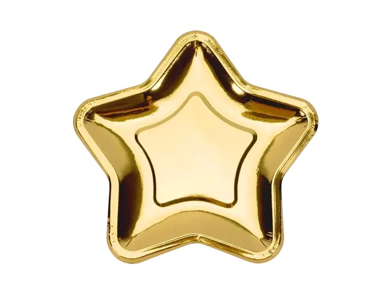 6 Assiettes Étoiles Or 18 cm – Assiettes Carton de Fête
