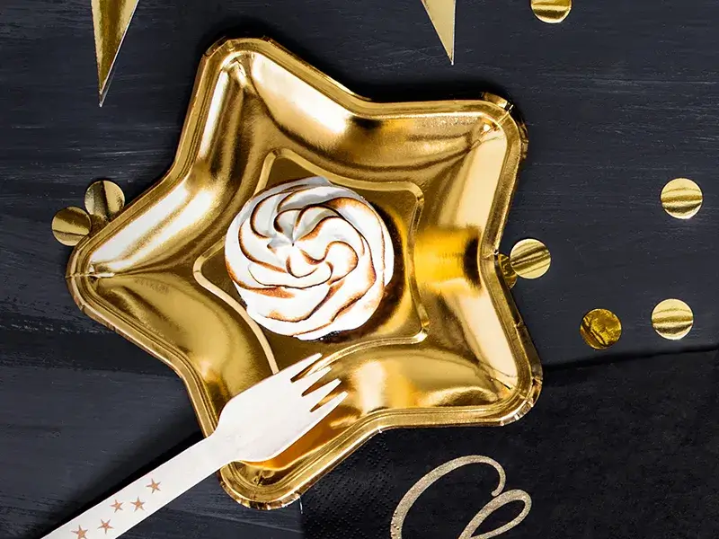 6 Assiettes Étoiles Or 18 cm – Assiettes Carton de Fête