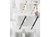 Pailles en papier noires à pois blancs – lot de 10 pailles jetables pour anniversaire et décoration de table