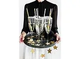 Pailles en papier noires à pois blancs – lot de 10 pailles jetables pour anniversaire et décoration de table