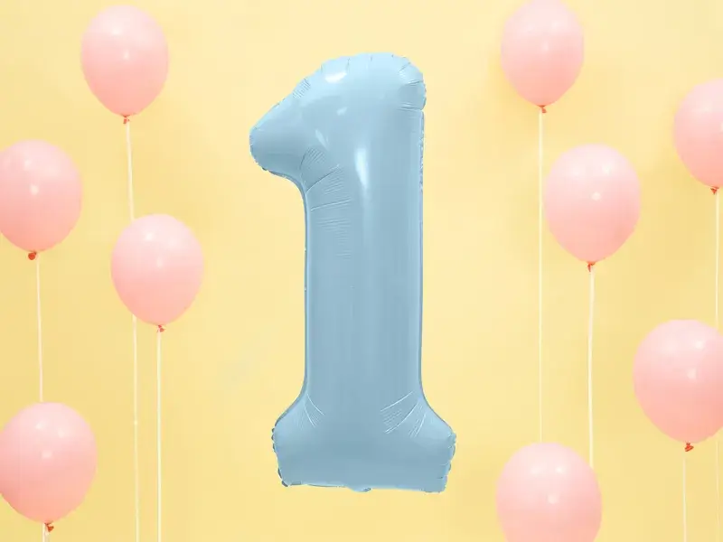 Ballon aluminium chiffre 1 bleu clair 86 cm – ballon géant anniversaire et décoration de fête