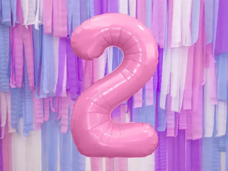 Ballon aluminium chiffre 2 rose pastel 86 cm – ballon géant anniversaire et décoration de fête