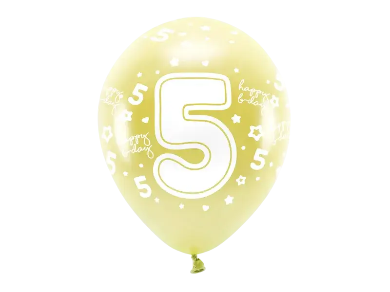 Ballons Eco chiffre 5 or métallisé 33 cm – lot de 6 ballons anniversaire