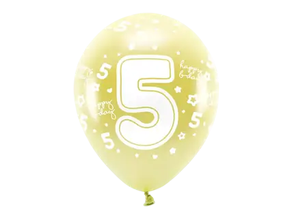 Ballons Eco chiffre 5 or métallisé 33 cm – lot de 6 ballons anniversaire