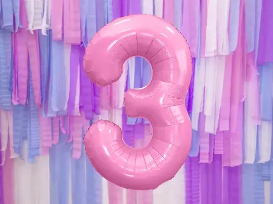 Ballon aluminium chiffre 3 rose pastel 86 cm – ballon géant anniversaire et décoration de fête