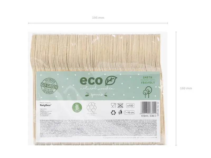 Cuillères en bois 16 cm – lot de 100 couverts jetables pour réception et événement