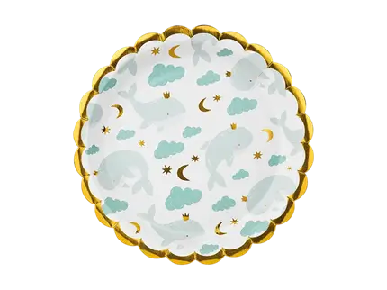 6 Assiettes Baleines, mélange de couleurs, 18 cm