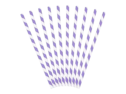 Pailles en papier lilas rayées blanches 19,5 cm – lot de 10 pailles décoratives pour fête et anniversaire