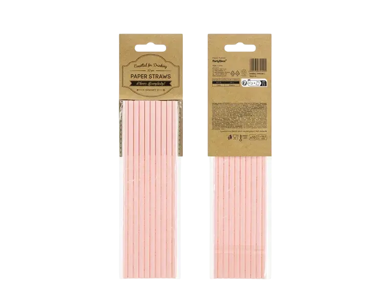 Pailles en papier rose clair 19,5 cm – lot de 10 pailles pour anniversaire, baby shower et décoration de table