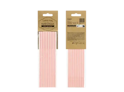 Pailles en papier rose clair 19,5 cm – lot de 10 pailles pour anniversaire, baby shower et décoration de table