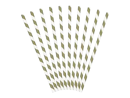 Pailles en papier or rayées blanches 19,5 cm – pailles décoratives pour anniversaire, mariage et réception