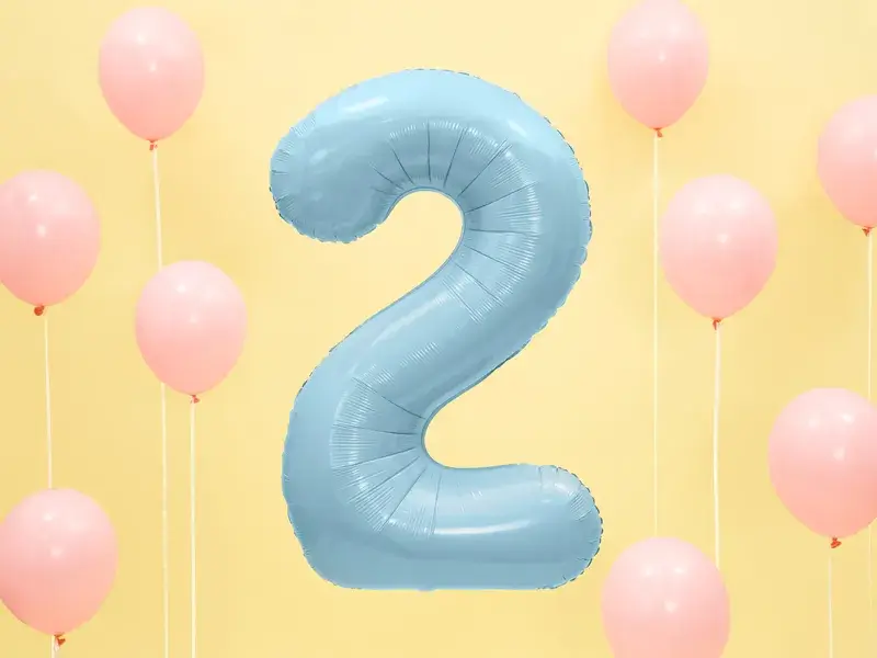Ballon aluminium chiffre 2 bleu clair 86 cm – ballon géant anniversaire et décoration de fête
