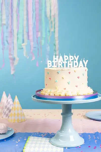 Bougies d'anniversaire Happy Birthday blanches 2,5 cm – kit de 13 bougies pour gâteau d'anniversaire