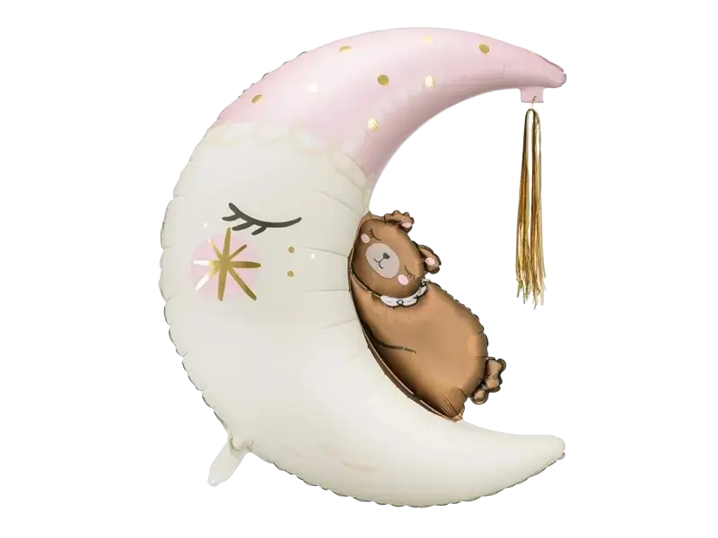 Ballon aluminium Ours assis sur la lune 86 cm – ballon géant pour baby shower et naissance