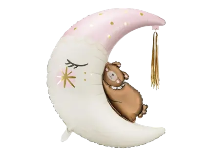 Ballon aluminium Ours assis sur la lune 86 cm – ballon géant pour baby shower et naissance