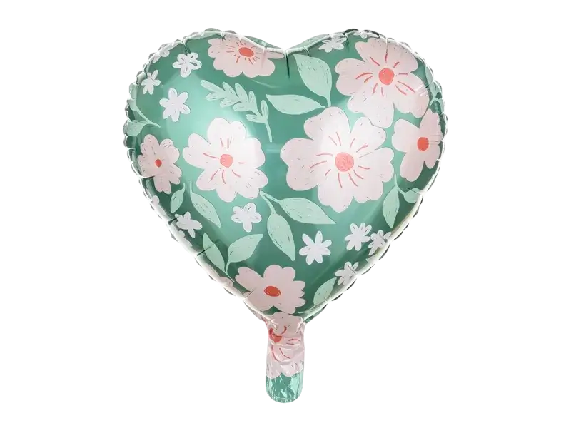 Ballon Mylar cœur avec fleurs 45 cm – ballon romantique pour mariage, anniversaire et décoration florale
