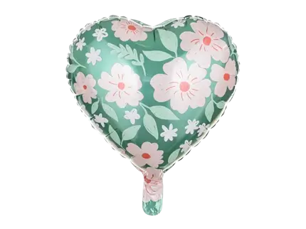 Ballon Mylar cœur avec fleurs 45 cm – ballon romantique pour mariage, anniversaire et décoration florale