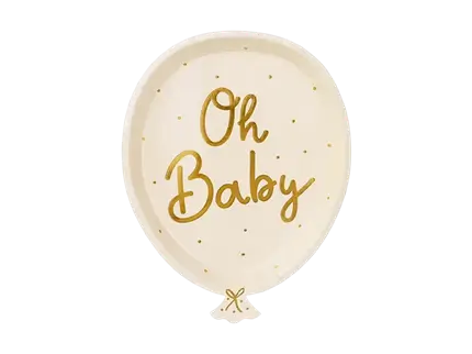 Assiettes d'anniversaire Oh Baby 17,5 x 22 cm – lot de 6 assiettes en papier pour baby shower et naissance