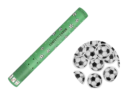 Canon à confettis ballons de football 40 cm – canon à confettis noir et blanc pour fête et événement sportif